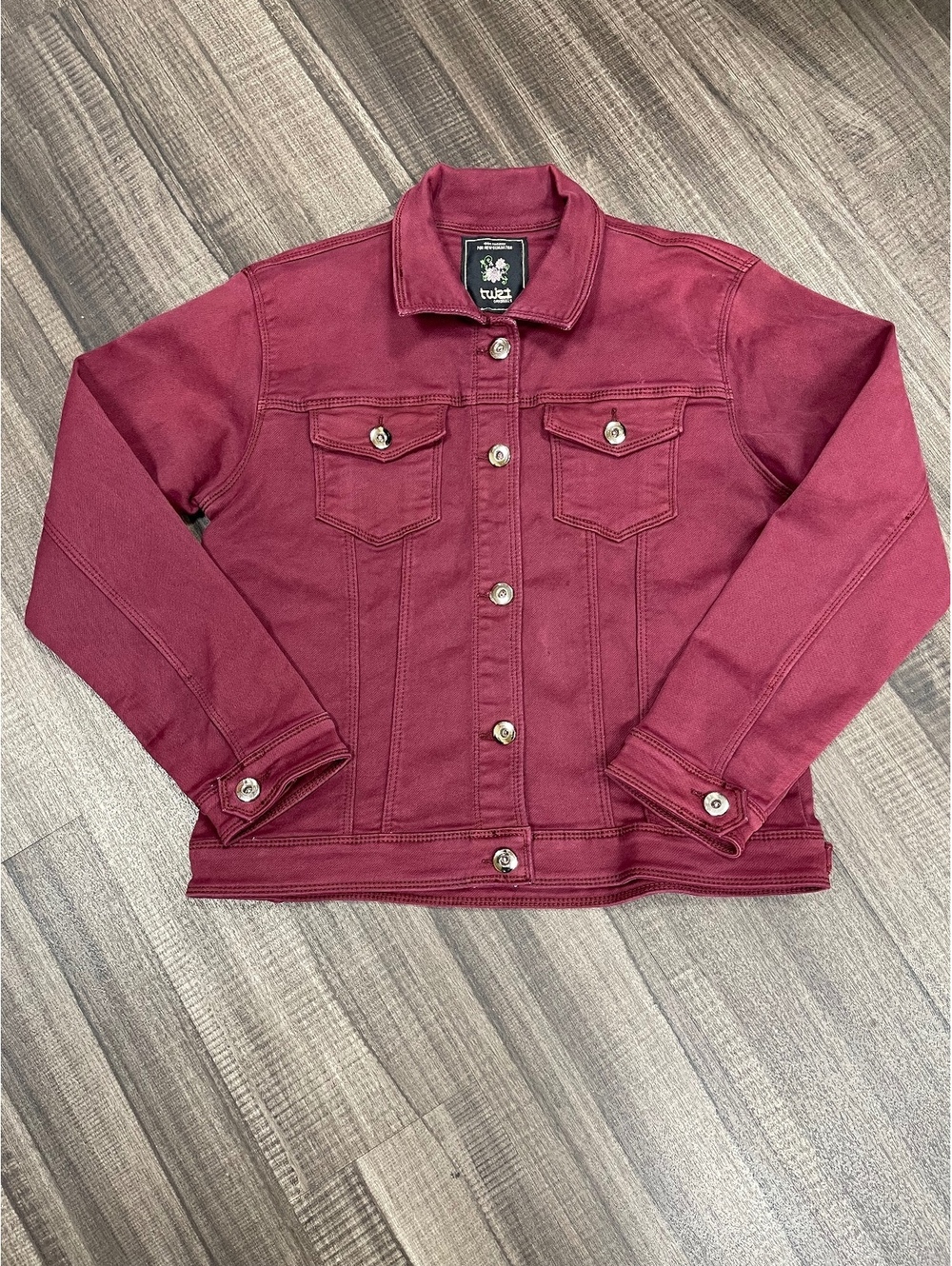 Twizt Originals Girls 16/18 Burgundy Denim Jacket with Button Closure